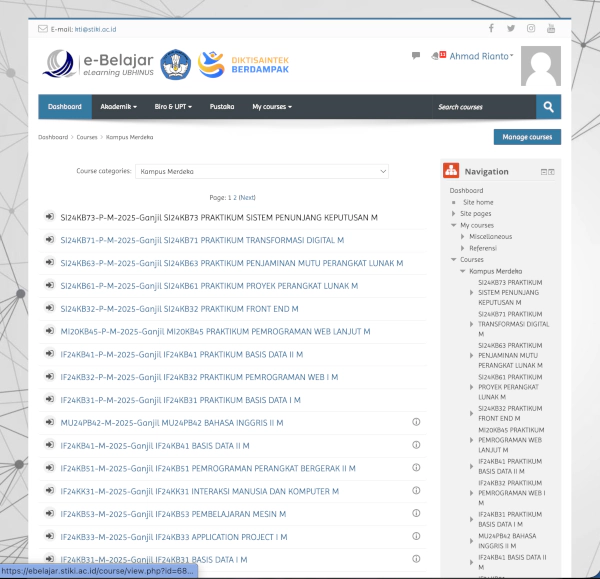 Learning Management System - Course List