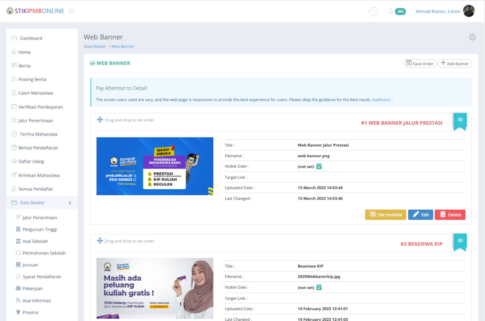 Student Admission System - web banner