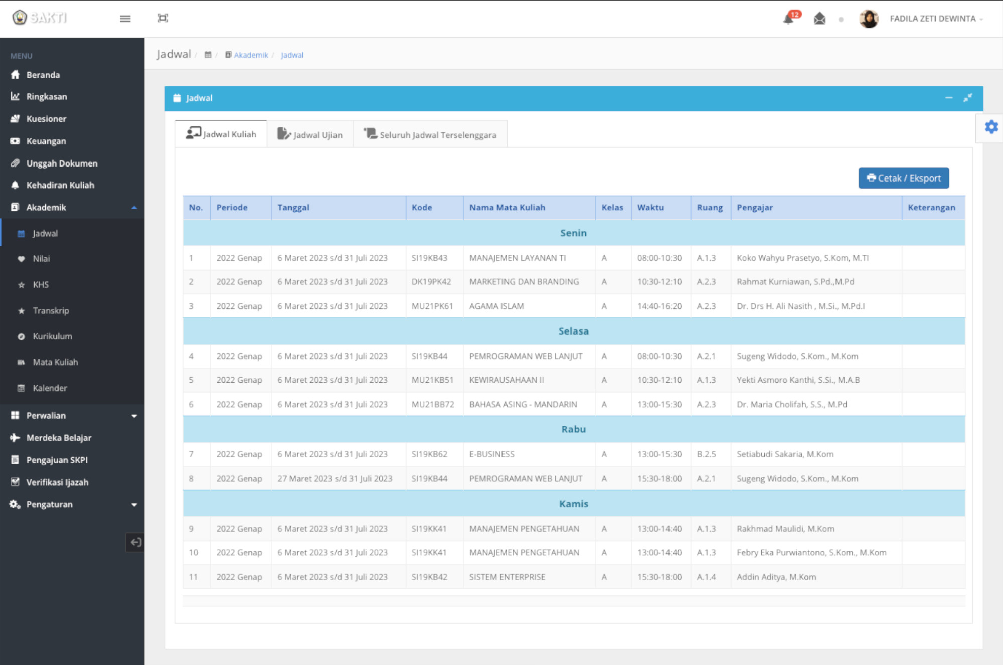 Student Academic System - student schedules