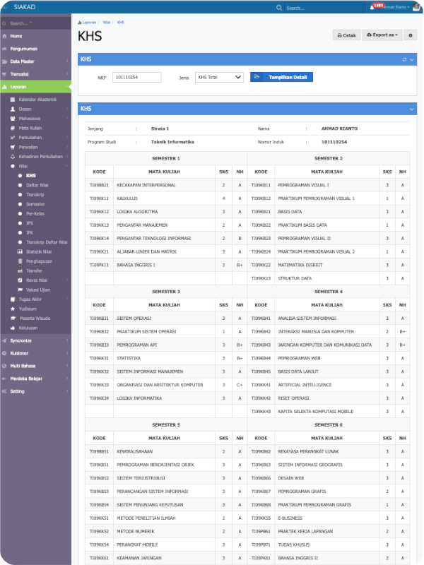 Siakad - student result
