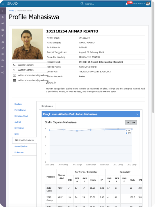 Siakad - student profile